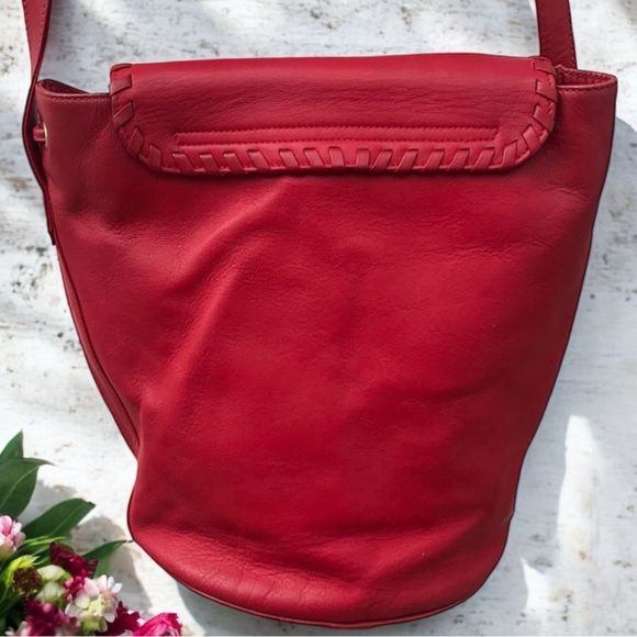 Yves Saint Laurent Stunning Red Vintage Bucket Crossbody Bag - Picture 7 of 12